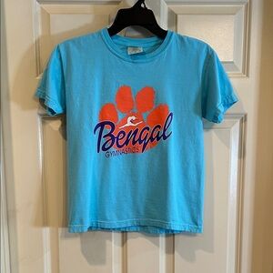 Kids Short Sleeve Tee - Light Blue with Orange Paw